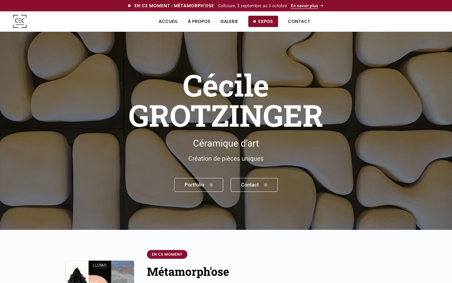 Page d'accueil du site de CEC Céramique
