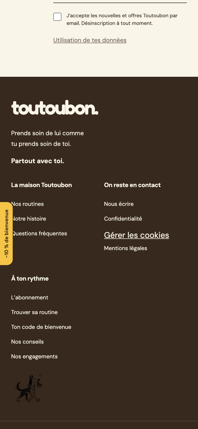 Page d'accueil du site de Toutoubon sur mobile